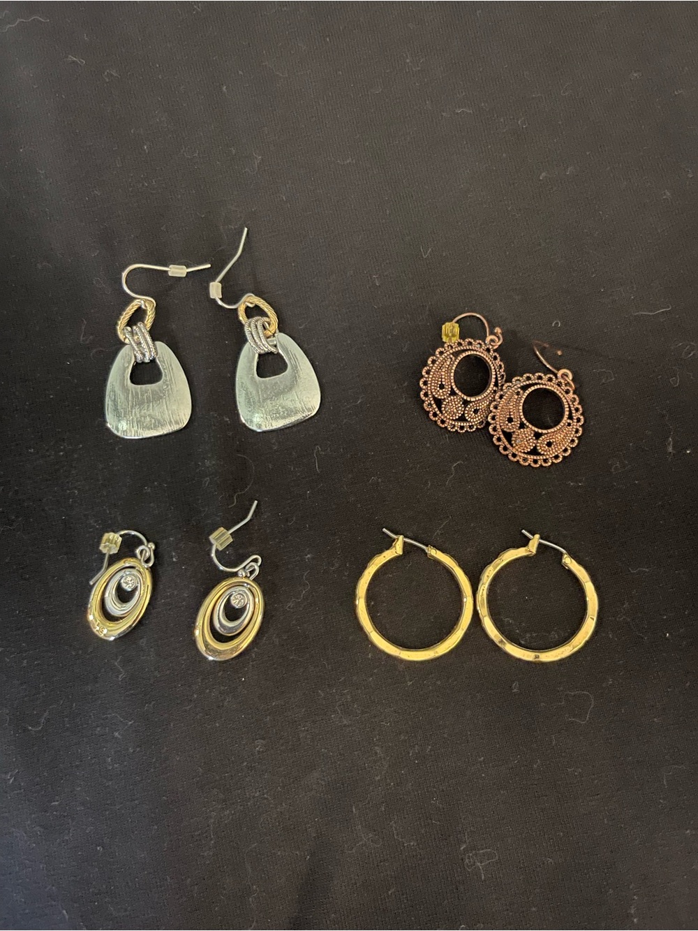 Lia Sophia Mixed Metal Earring Set — Silver, Rose Gold & Gold